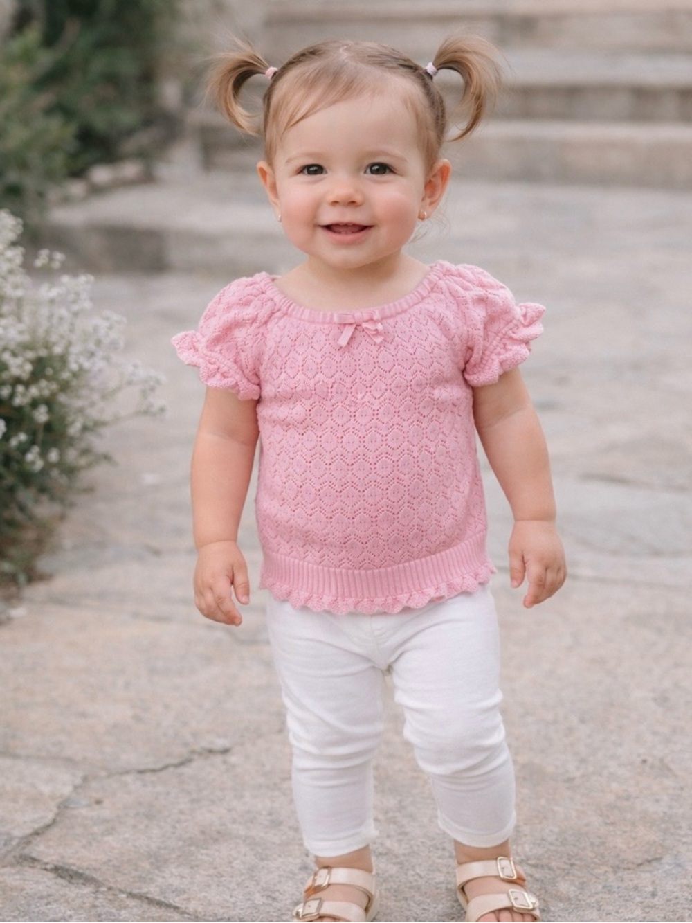 Janie and Jack Pink Knit Baby Top